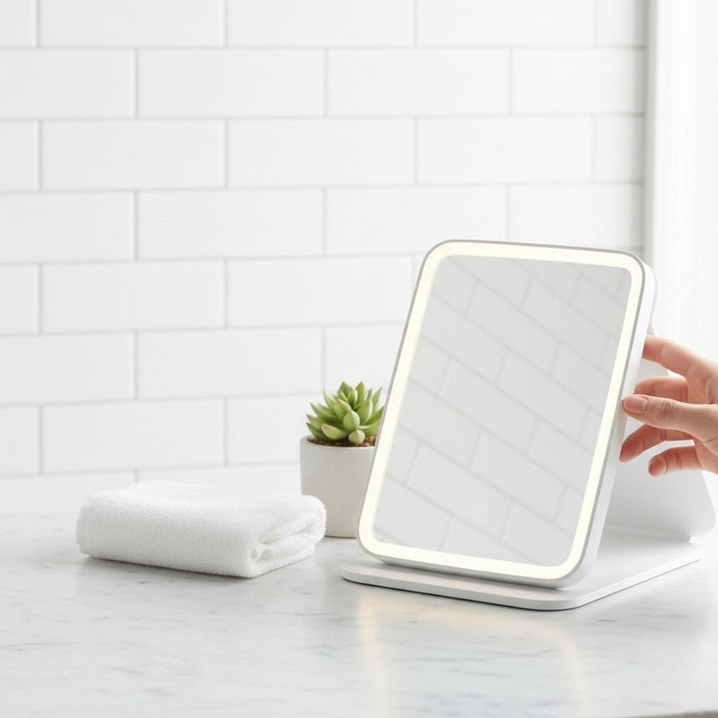 LED İşıqlı Masaüstü Makiyaj Güzgüsü – 3 Rəngli İşıqlandırma RejimibizimHousebizimHouseÇəhrayı - bizimHouse