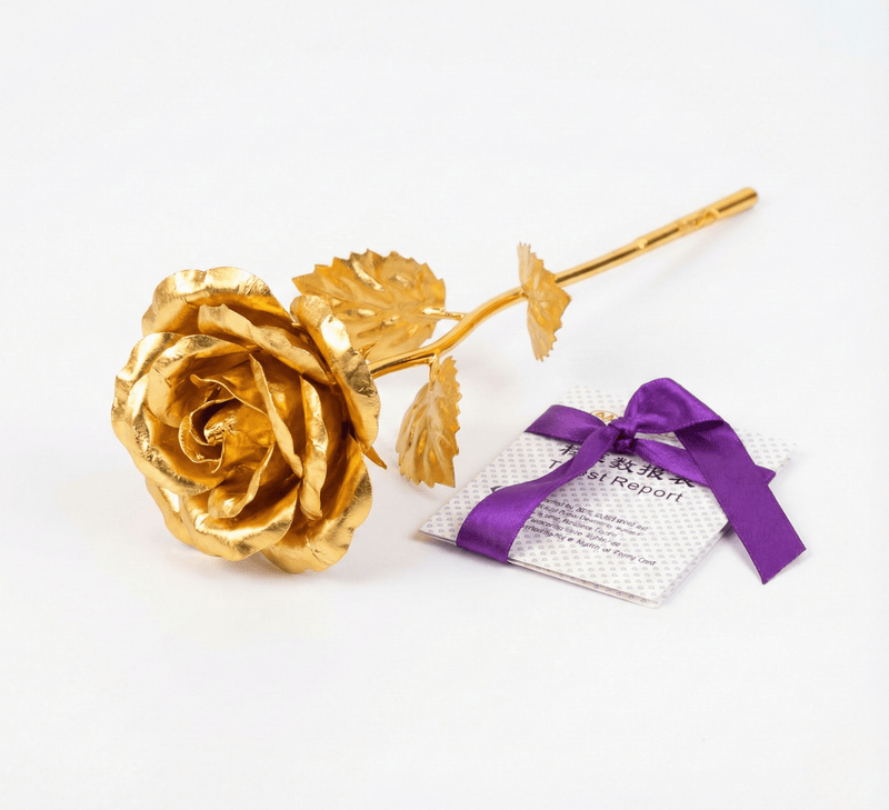 24K Qızıl Folqa Örtüklü Əl İşləməsi Gül – Hədiyyə Qutusunda və SertifikatlabizimHousebizimHouseQızılı - bizimHouse