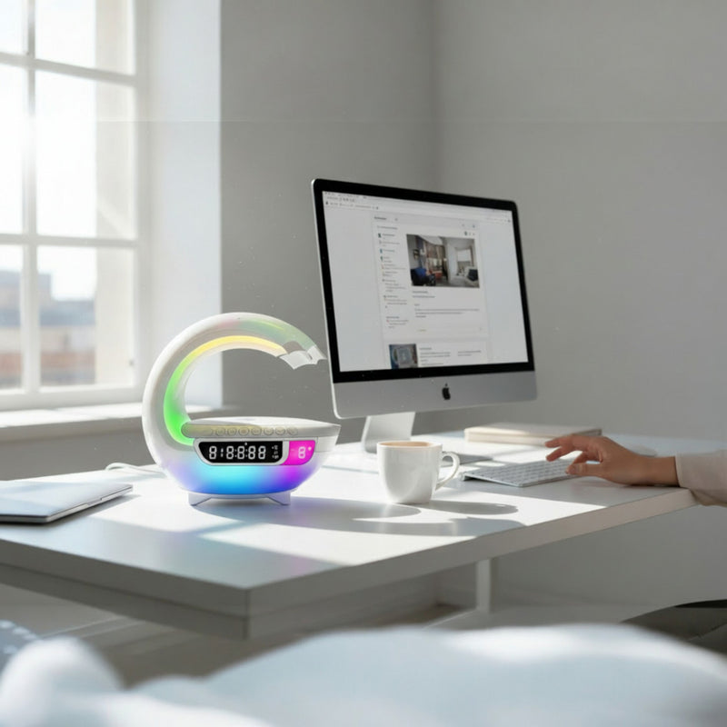 "G - Series" 6 - sı 1 - də Smart Dinamik – Simsiz Şarj, RGB Atmosfer İşığı və SaatbizimHousebizimHouseAğ - bizimHouse