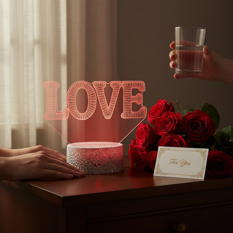 3D LED "LOVE" Proyeksiyalı Gecə Lampası – 16 Rəngli, Uzaqdan İdarəetməlibizimHousebizimHouse - bizimHouse