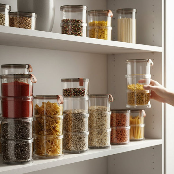 Premium Şəffaf Baharat və Ərzaq Saxlama Qabları – Hermetik Qapaqlı