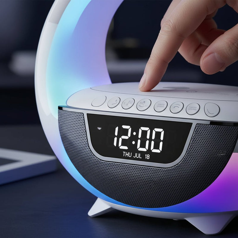 "G - Series" 6 - sı 1 - də Smart Dinamik – Simsiz Şarj, RGB Atmosfer İşığı və SaatbizimHousebizimHouseQara - bizimHouse