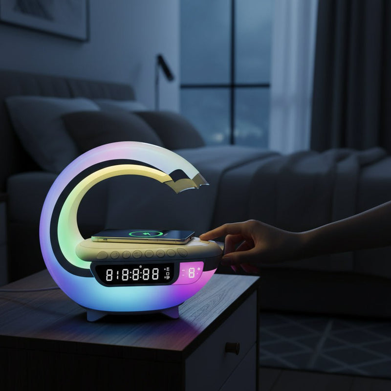 "G - Series" 6 - sı 1 - də Smart Dinamik – Simsiz Şarj, RGB Atmosfer İşığı və SaatbizimHousebizimHouseQara - bizimHouse