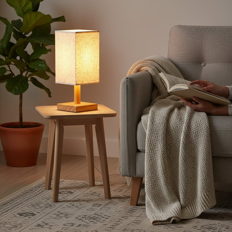 Modern Bambu Altlıqlı Masaüstü Lampa – Kətan Abajur və Yumşaq İşıqlandırmabizimHousebizimHouseTünd qəhvəyi - bizimHouse