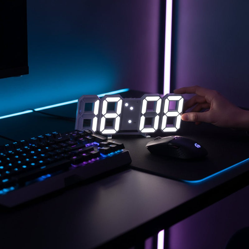 3D LED Rəqəmsal Saat – Modern Minimalist Masa və Divar SaatıbizimHousebizimHouseAğ - bizimHouse
