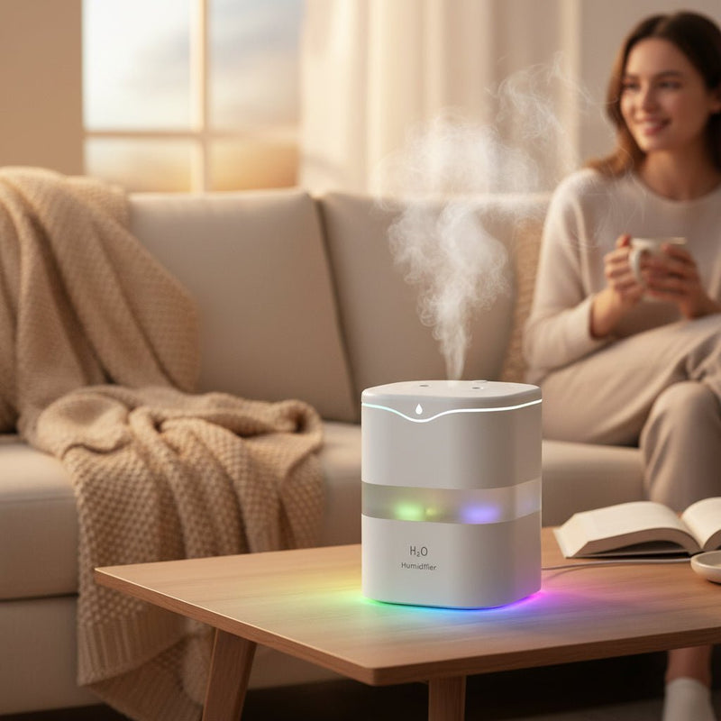 Mini USB Hava Nəmləndirici - 2.5L Tutum və Rəngarəng Gecə İşığıbizimHousebizimHouseYaşıl - bizimHouse