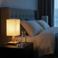 Modern Bambu Altlıqlı Masaüstü Lampa – Kətan Abajur və Yumşaq İşıqlandırmabizimHousebizimHouseTünd qəhvəyi - bizimHouse