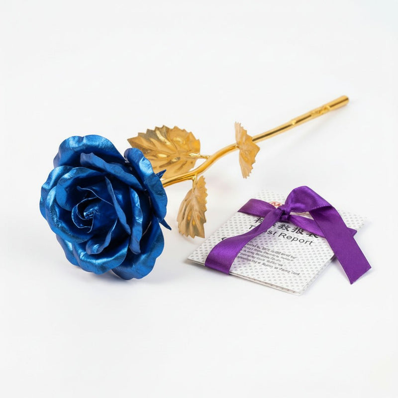 24K Qızıl Folqa Örtüklü Əl İşləməsi Gül – Hədiyyə Qutusunda və SertifikatlabizimHousebizimHouseAçıq mavi - bizimHouse