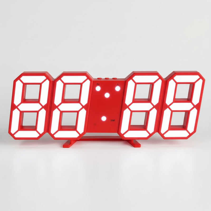 3D LED Rəqəmsal Saat – Modern Minimalist Masa və Divar SaatıbizimHousebizimHouseQırmızı - bizimHouse