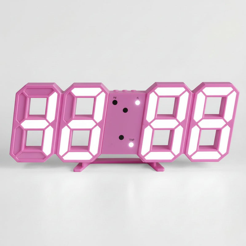 3D LED Rəqəmsal Saat – Modern Minimalist Masa və Divar SaatıbizimHousebizimHouseÇəhrayı - bizimHouse