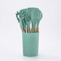 12 Parçalı Silikon Mətbəx Gereçləri Dəsti – Taxta Saplı və İstiyə DavamlıbizimHousebizimHouseYaşıl - bizimHouse